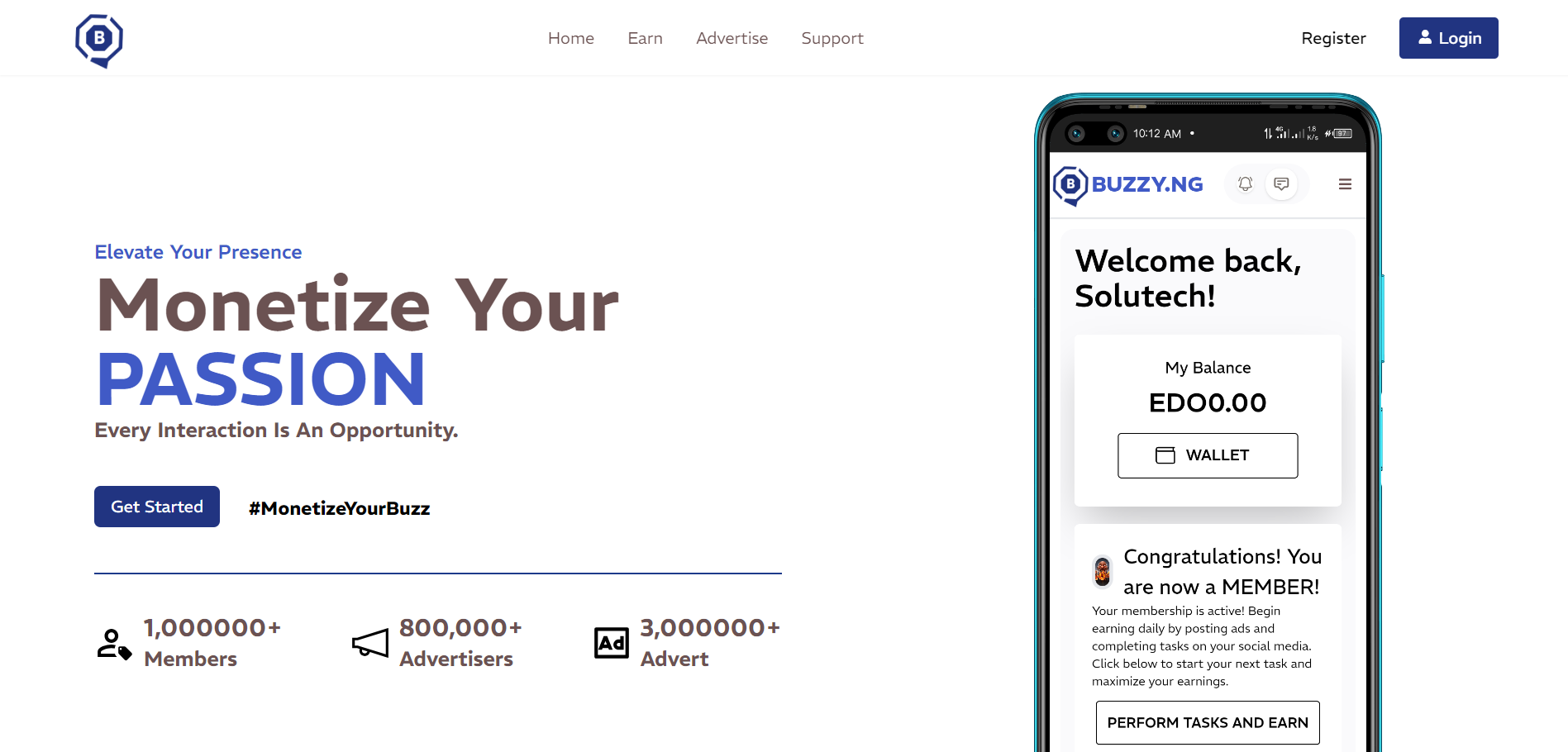 Screenshot of Buzzy Ecommerce website project